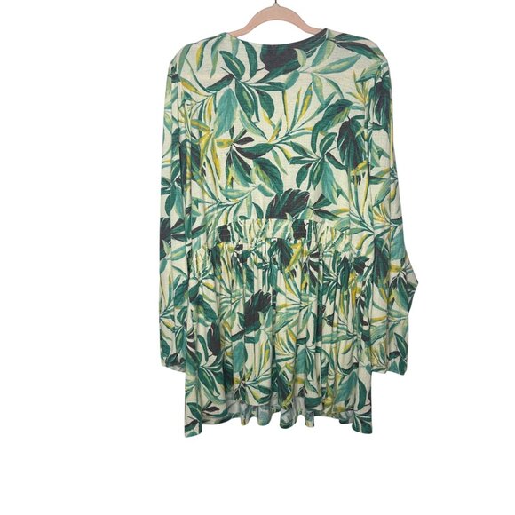 Torrid Textured Knit Surplice Puff Sleeve Babydoll Top Green Tropical Womens 5X - Picture 10 of 15